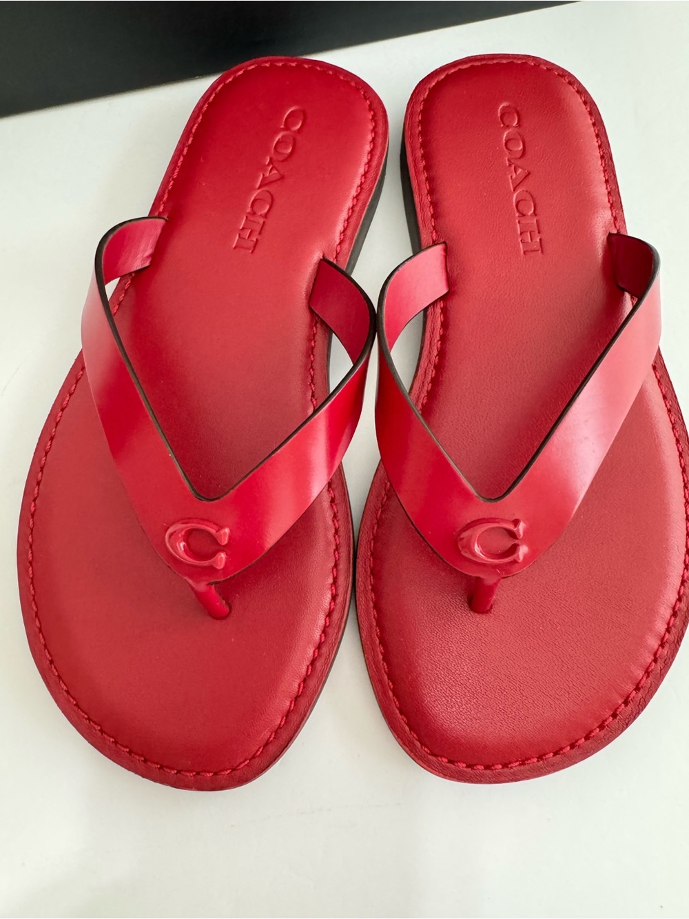 Coach Brianna Ruby Leather Logo Flip Flop Sandals Size 5B CZ379 - Picture 5 of 16